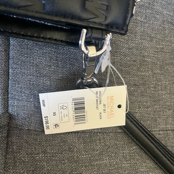 NEW! NWT MICHAEL KORS Double Zip MK Logo Wristlet Wallet Black - Picture 3 of 7